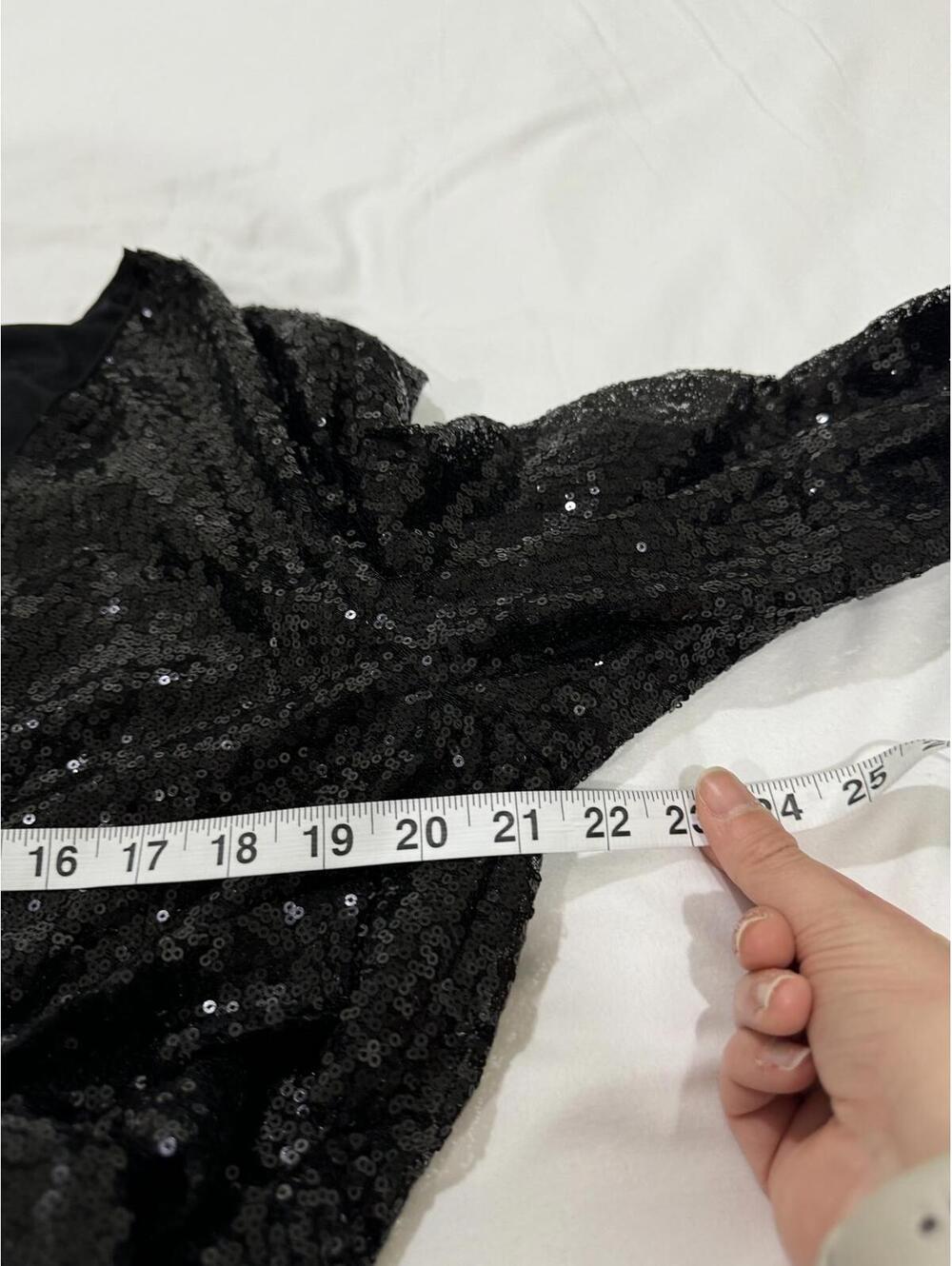 NWT 52Seven Black Sequin Wrap Blouse Top XL Party Sparkle Goth Night Out Retro - Picture 7 of 9